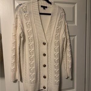 Ann Taylor Ivory Knit Cardigan Sweater